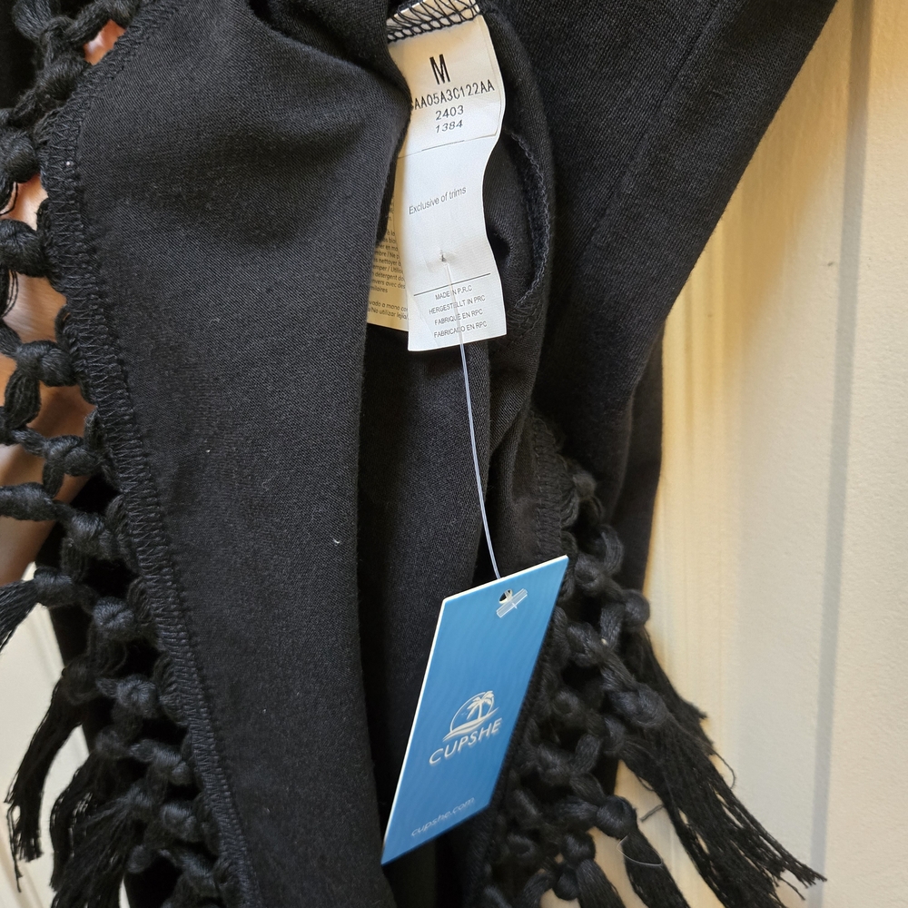 NWT Cupshe Black Tassel Tank Dress, Medium - Picture 5 of 7